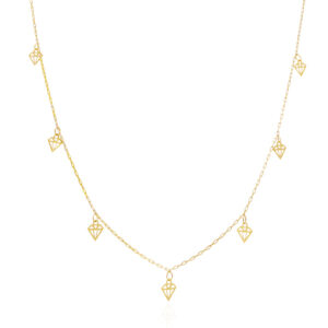 Colar Choker Pingentes Forma Diamantes Em Ouro 18K (750)