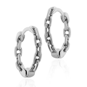 Brinco Argola Corrente Ouro Branco 18K (750)
