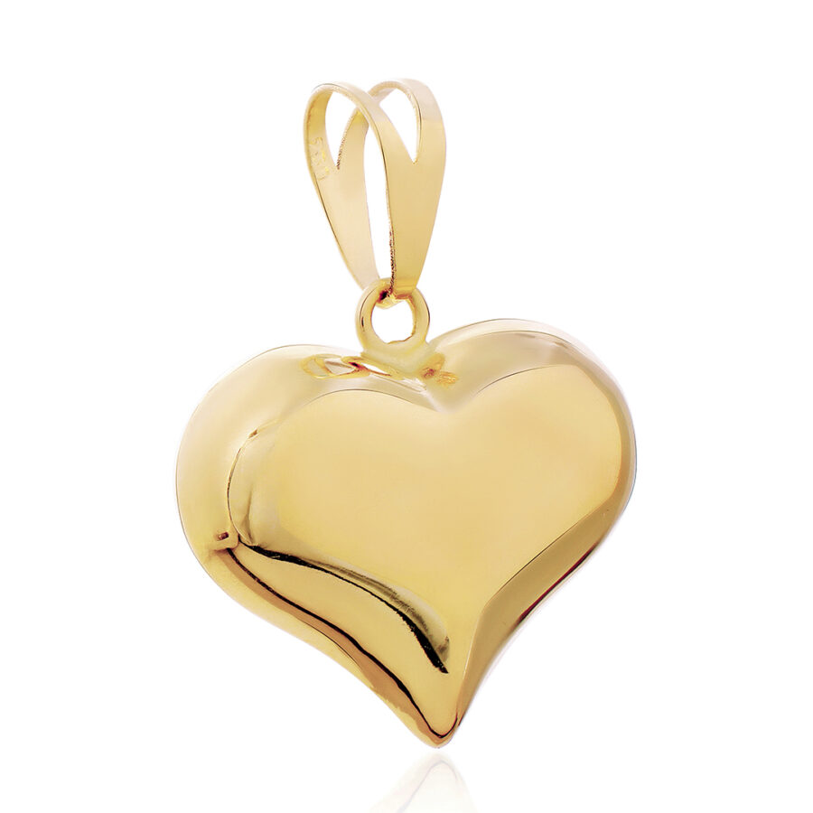Pingente Coração Abaulado Dupla Face Ouro 18k (750) 20 MM