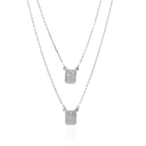 Escapulario Cadeado Sagrado Coração de Maria Ouro Branco 18k (750)