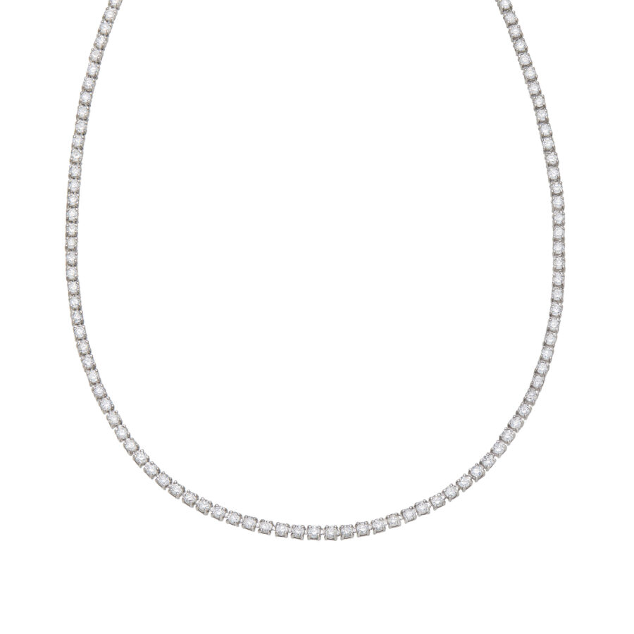 Colar Riviera Em Ouro Branco 18K (750)