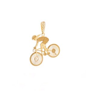Pingente Ciclista Femenina Ouro 18K    21x18 mm