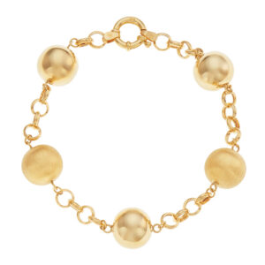 Pulseira Elo Português  Ouro 18K (750) Com Bolas de 12 mm