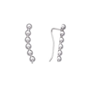 Brincos Ear Cuff Bolinhas Ouro Branco 18K 750