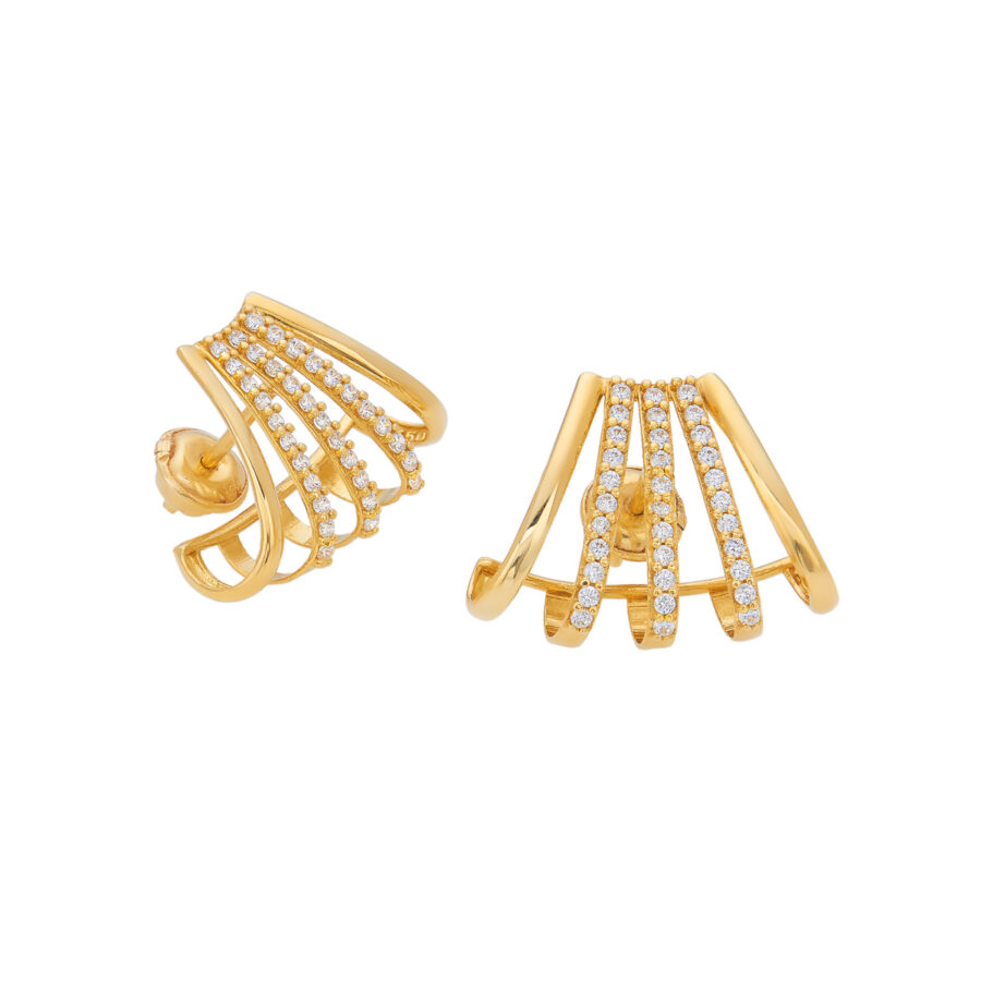 Brinco Rastelo Ouro 18K (750) Cravejado