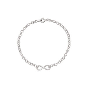 Pulseira Elo Português Símbolo Infinito Ouro Branco 18K (750)