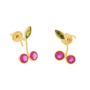 Brinco Infantil Cereja Ouro 18K (750)