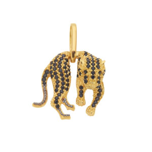 Pingente Pantera Ouro 18K (750) Cravejada Pedras Pretas