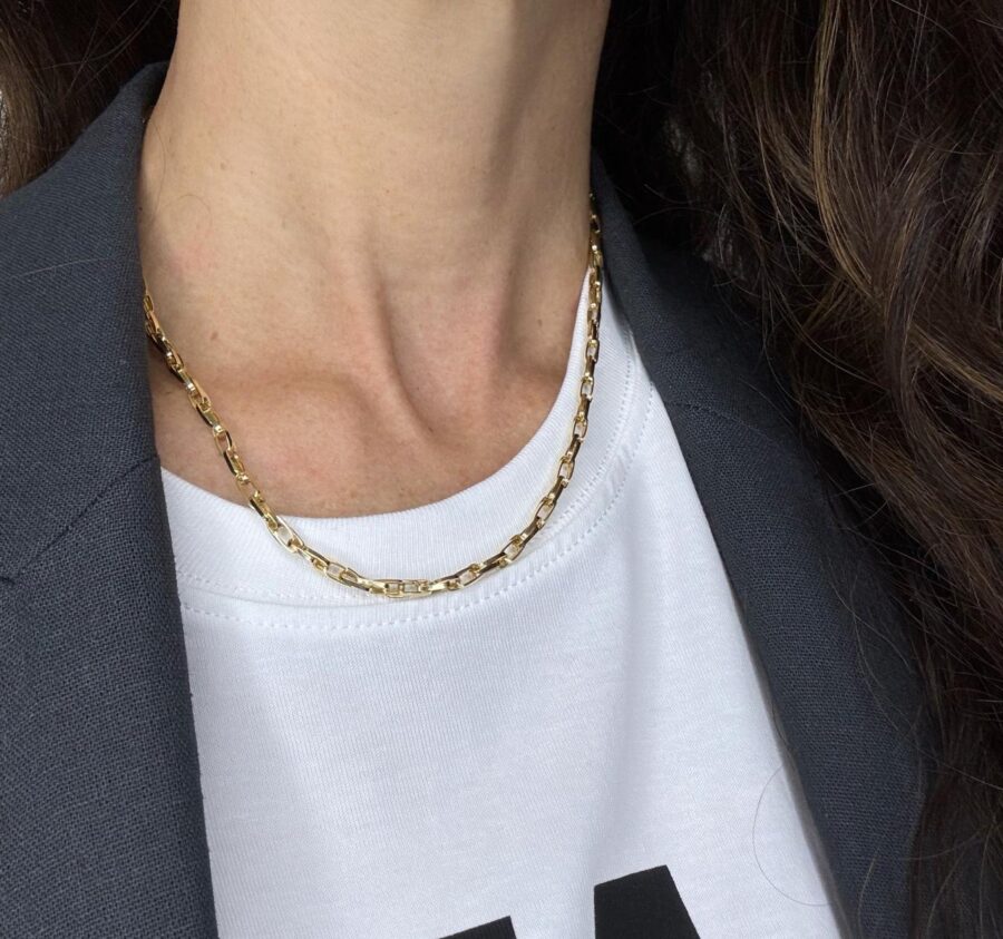 Corrente Colar Trançada Elo duplo Ouro 18k (750) - Imagem 4