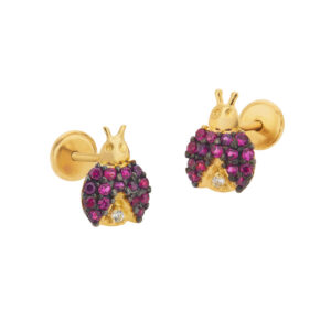 Brinco Infantil Joaninha Ouro 18K (750)