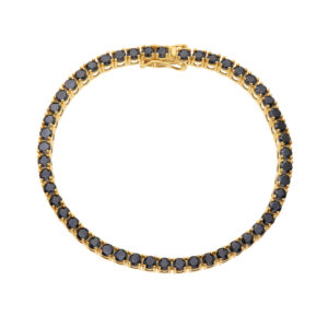 Pulseira Riviera Ouro 18K (750) Pedras pretas (Produção  Sob Encomenda)