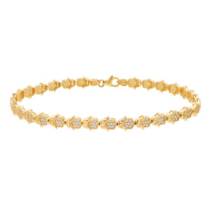 Pulseira Mão De Fatima Cravejada Ouro 18K (750)