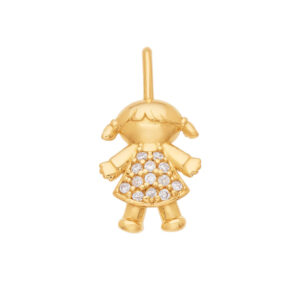 Pingente Menina Cravejado Ouro 18K (750)