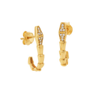 Brinco Cobra Cravejado Ouro 18K (750)