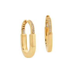 Brincos Cadeado Cravejado Ouro 18K (750)