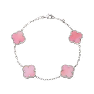 Pulseira 4 Trevos MadreRosa Ouro Branco 18K (750)