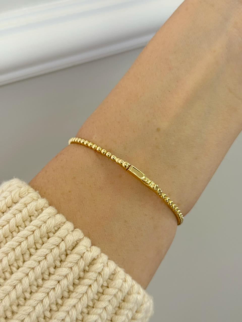 Bracelete Três Trevos Com Brilhantes Ouro 18K 750 - Imagem 3