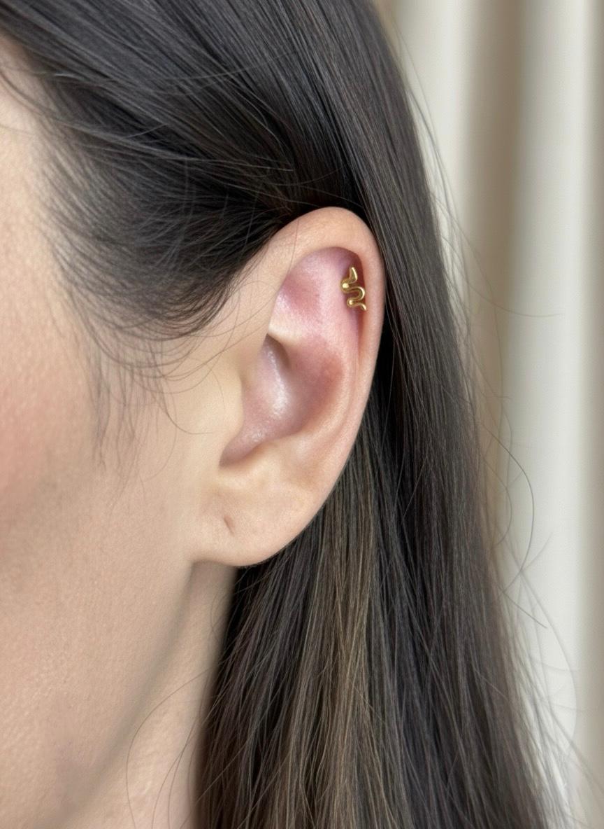Piercing Cobra Ouro 18K (750) Hélix e Trágus - Imagem 2