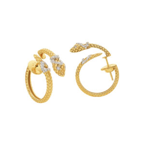 Brincos Argola Cobra Ouro 18K Brilhantes