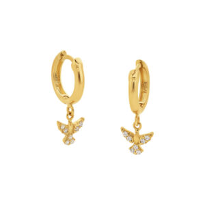 Brincos Argola Com Espirito Santo Cravejado Ouro 18K (750)