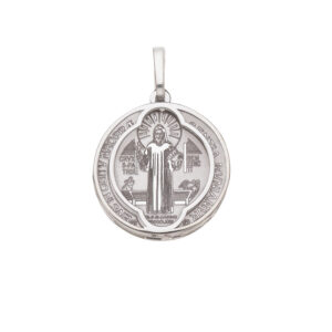 Pingente Medalha São Bento Ouro Branco 18K (750)
