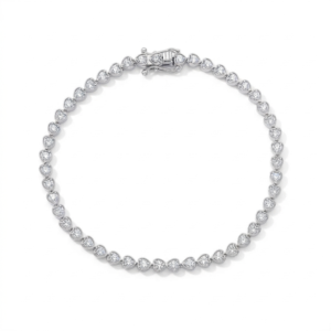 Pulseira Riviera Corações  Ouro Branco 18K