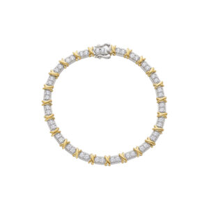 Pulseira X Ouro Branco e Amarelo 18K