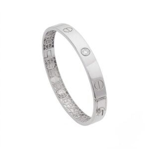 Bracelete Love Cravejado Ouro Branco  18K (750) 7 mm