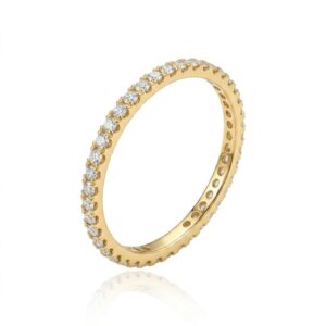 Anel Aliança Moissanite Ouro Amarelo 18K