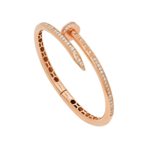 Bracelete Prego Cravejado Ouro Rose 18K Moissanites Sob Produção
