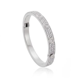 Bracelete love Cravejado Ouro Branco 18K Moissanites Sob produção