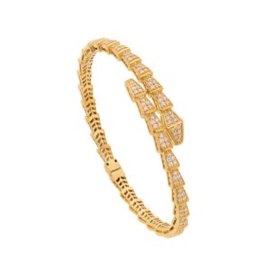 Bracelete Serpente  Cravejado Inteiro Ouro Amarelo 18K (750) Sob Produção