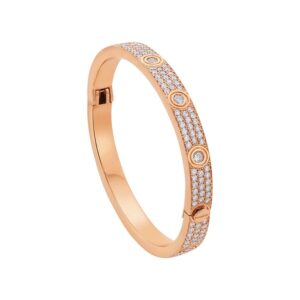 Bracelete love Cravejado Ouro Rose 18K Moissanites Sob produção