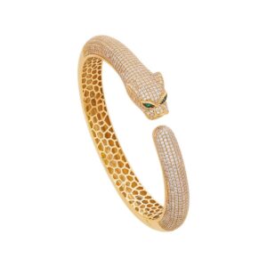 Bracelete Pantera Cravejado Ouro 18K