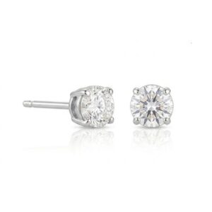 Brincos Ponto De Luz Ouro Branco 18K (750) Moissanite