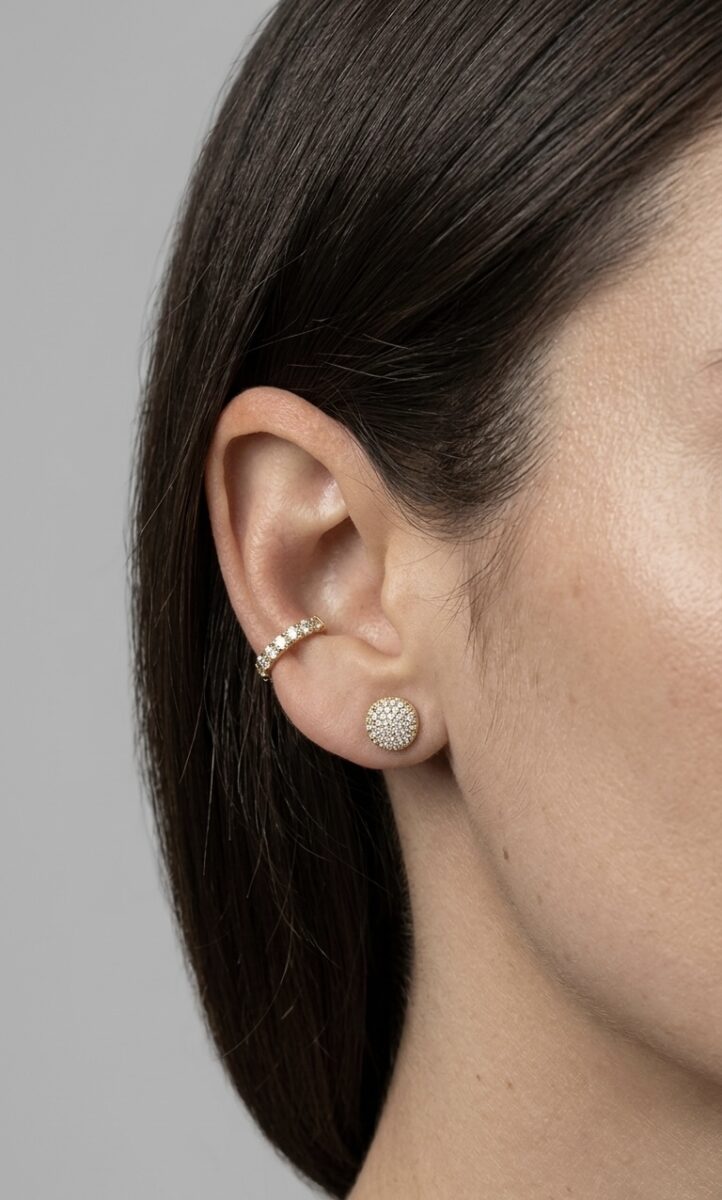 Piercing Helix Cravejado Ouro 18K - Imagem 2