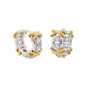 Brincos X Ouro Branco e Amarelo 18K (750) 11 mm