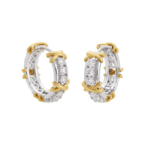 Brincos X Ouro Branco e Amarelo 18K (750) 15 mm