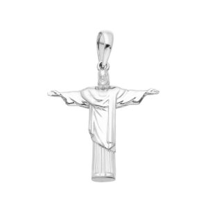 Pingente Cristo Redentor Ouro Branco 18K 26 mm
