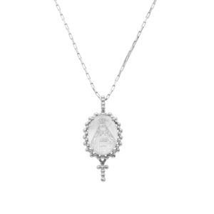 Pingente Nossa Senhora Ouro Branco 18K Madrepérola