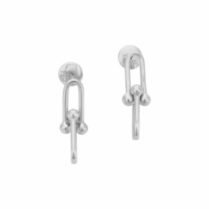 Brincos De Elos Ouro Branco Ouro 18K