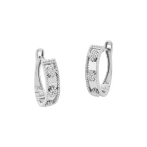Brincos Argola com Trevos Ouro Branco 18K