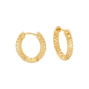 Brincos Argola Diamantada Oval Ouro 18K