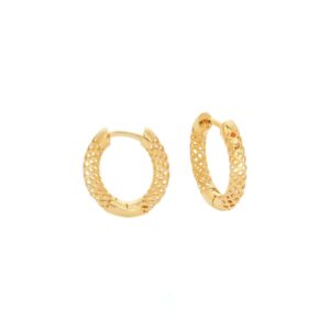 Brincos Argola Diamantada Oval Ouro 18K