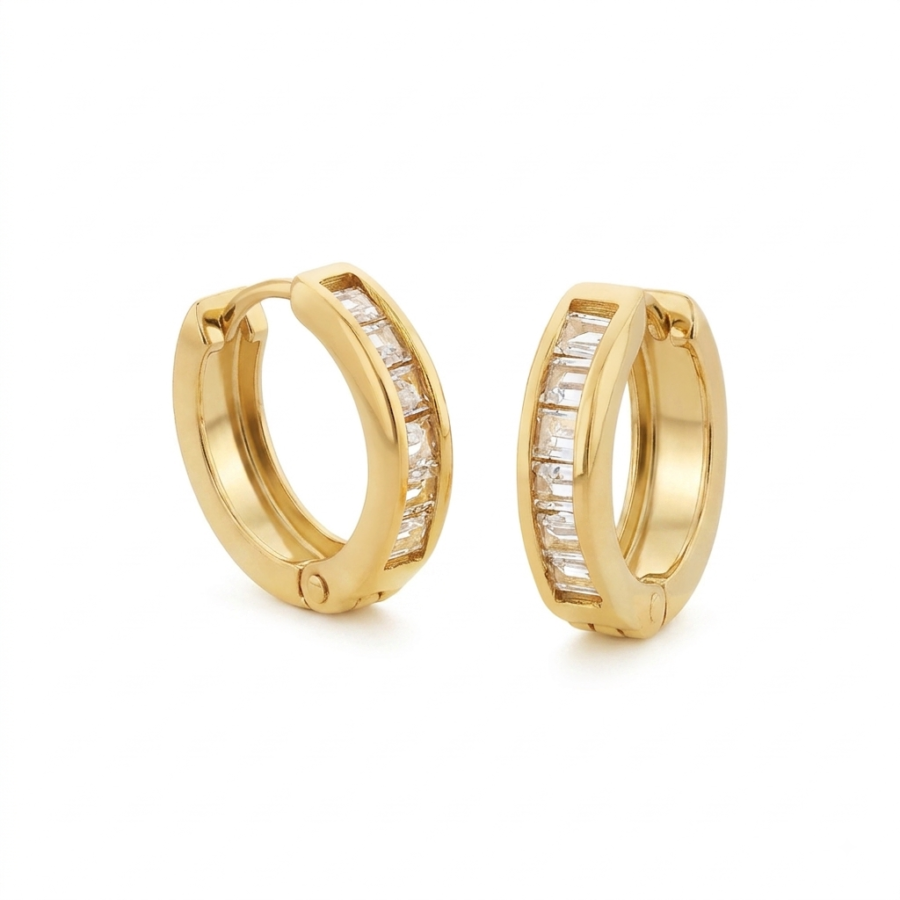 Brincos Argola Cravejada Ouro 18K