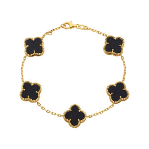 Pulseira Cinco Trevos 14 mm Ouro 18K (750) Ônix