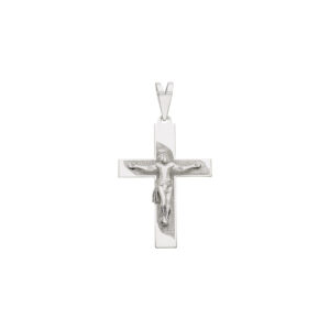 Pingente Crucifixo Pai Nosso Ouro Branco 18K