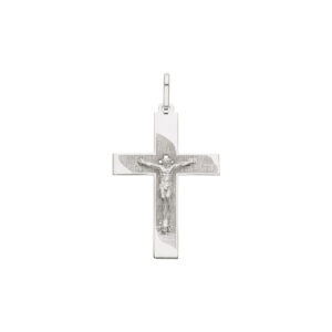 Pingente Crucifixo Pai Nosso Ouro Branco 18K