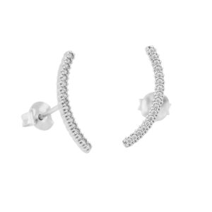 Brincos Ear Cuff Cravejado Ouro Branco 18K