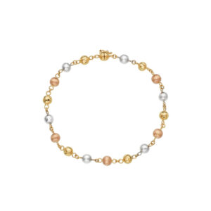 Pulseira Bolinhas Tricolor 5 mm Ouro 18K